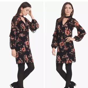 White House Black Market Floral Cut Out Shift Dress Size Medium Petite